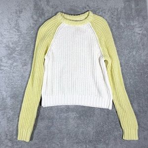 American Eagle Small Knit Sweater White Yellow Long Sleeve NWT $49.95